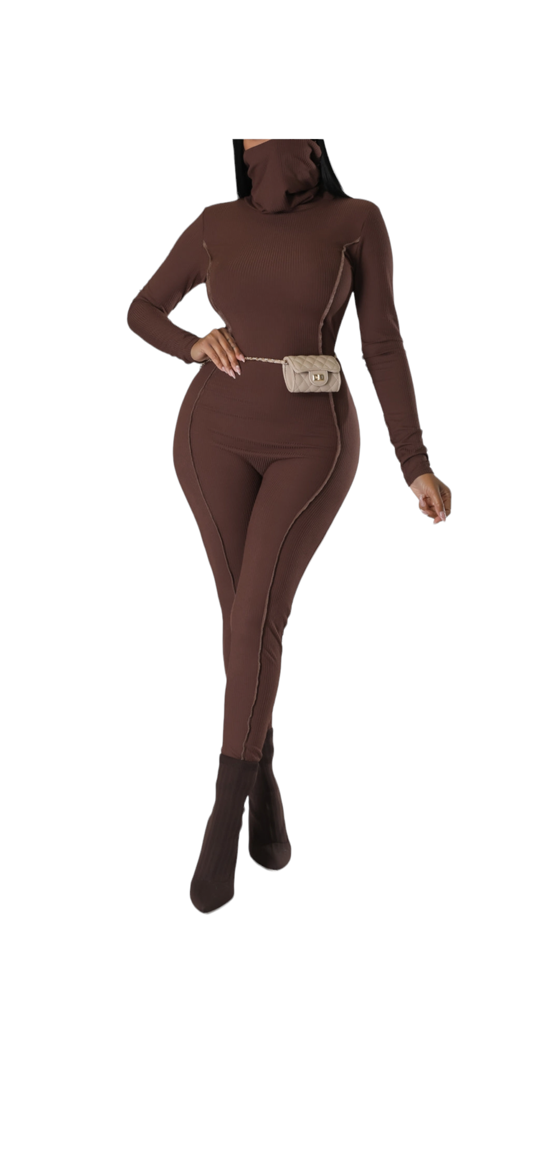 Turtle Neck Stretch Jumpsuit