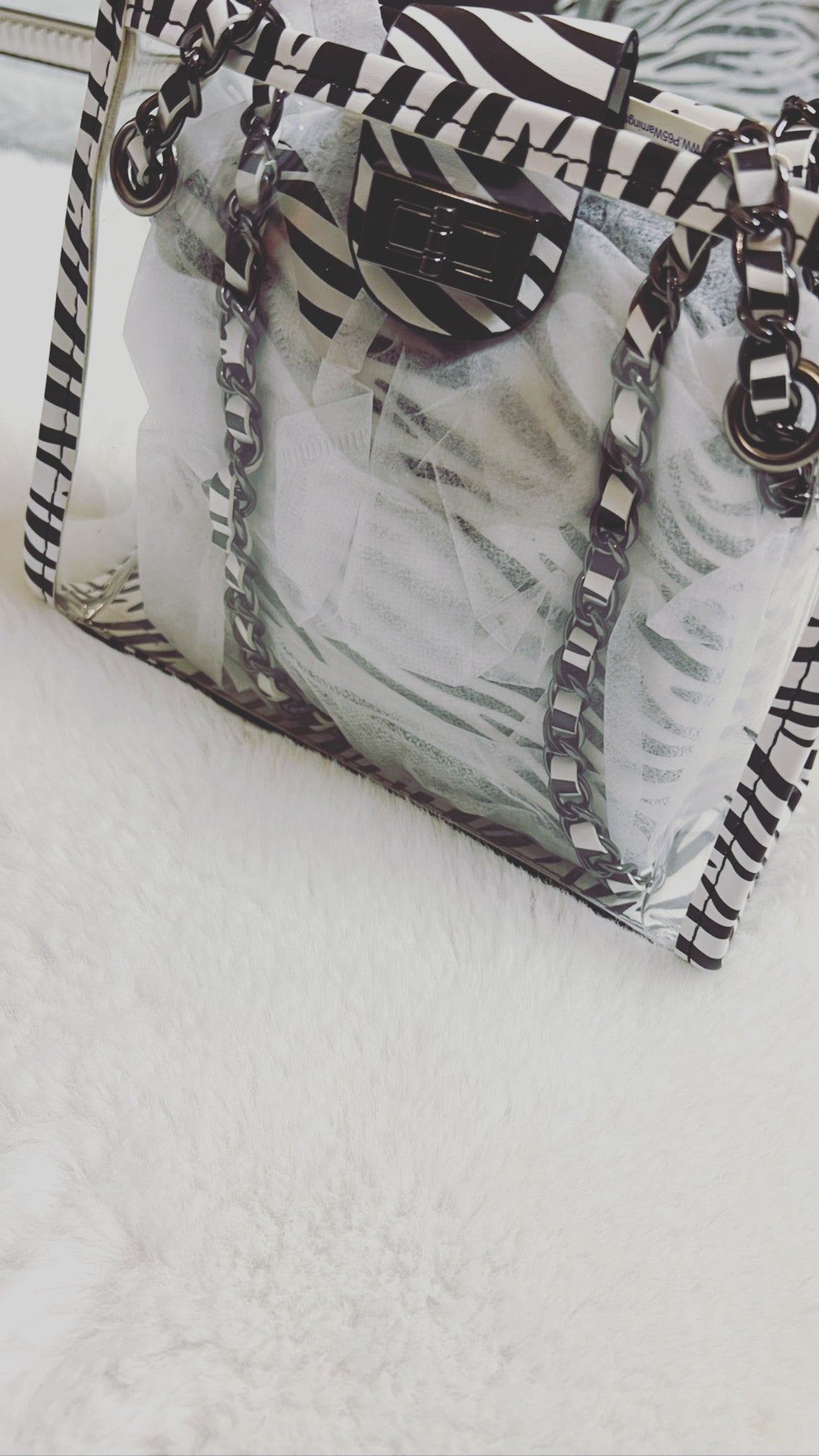 Zebra stripes clear tote