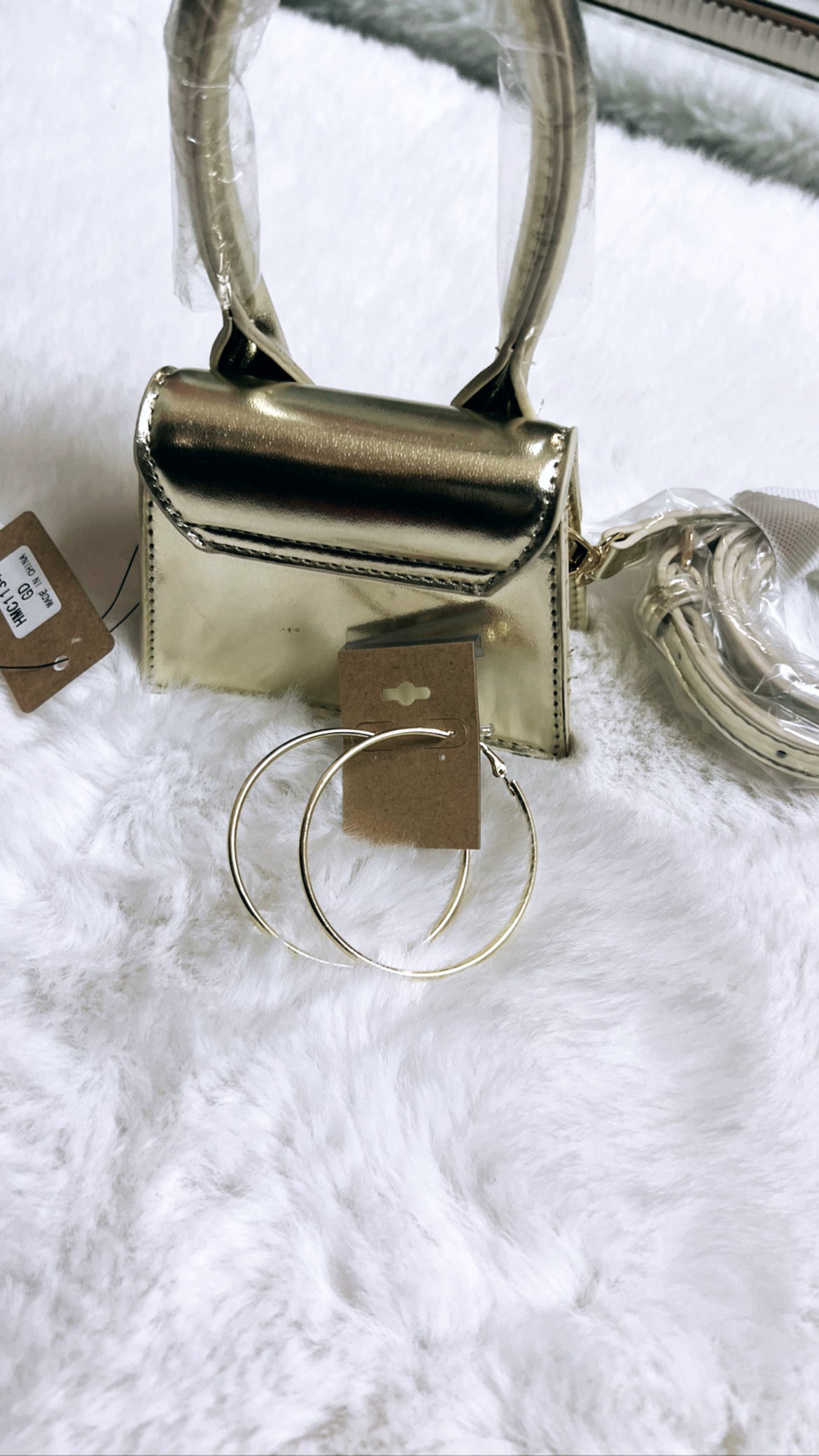 Mini metallic tote bag