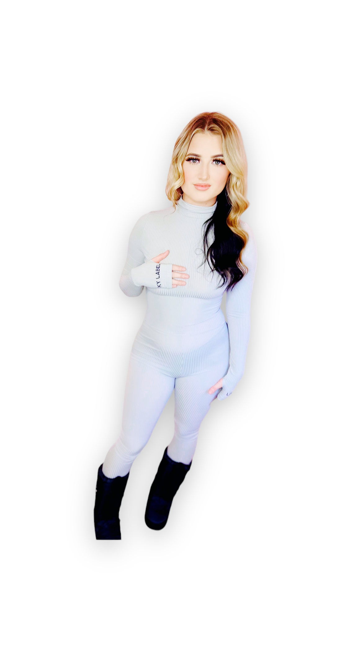 Gray sleeve collar jumpsuit