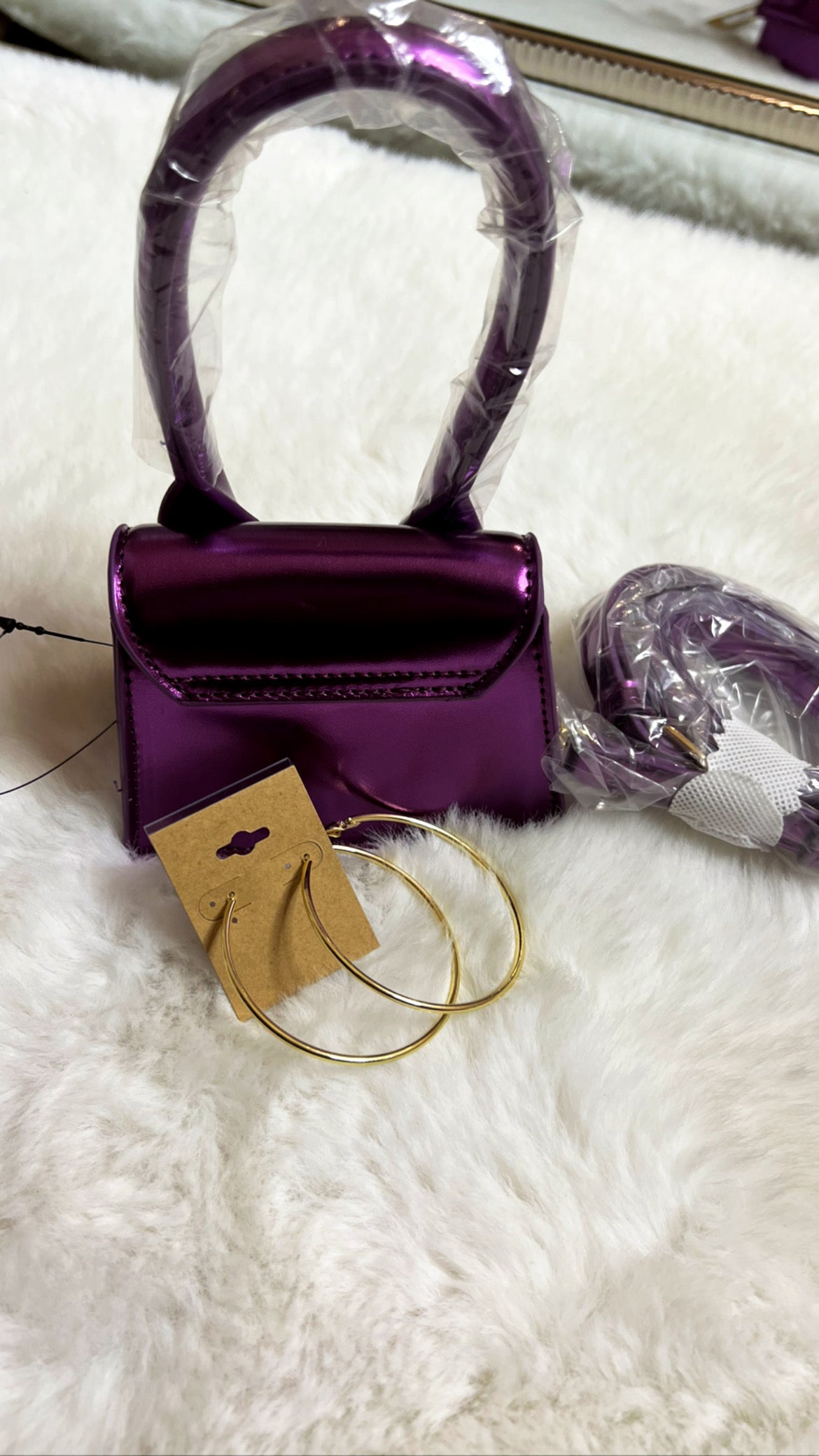 Mini metallic tote bag